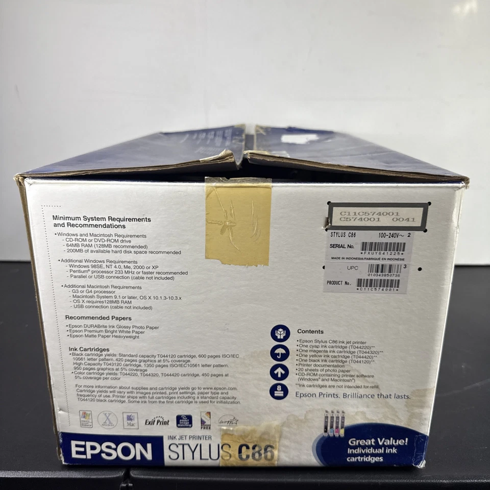 Epson Stylus C86 Digital Photo Inkjet Printer w/ Users Guide CD & Ink Tested* - Image 4 of 4