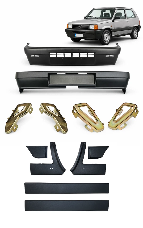 Kit Complet Pare-Chocs+Moulures+Supports pour Fiat Panda 141 (Du 1986 IN Poi ) - Photo 1/1