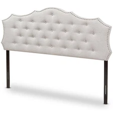 Baxton Studio Aurora Tufted Queen Panel Headboard in Grayish Beige