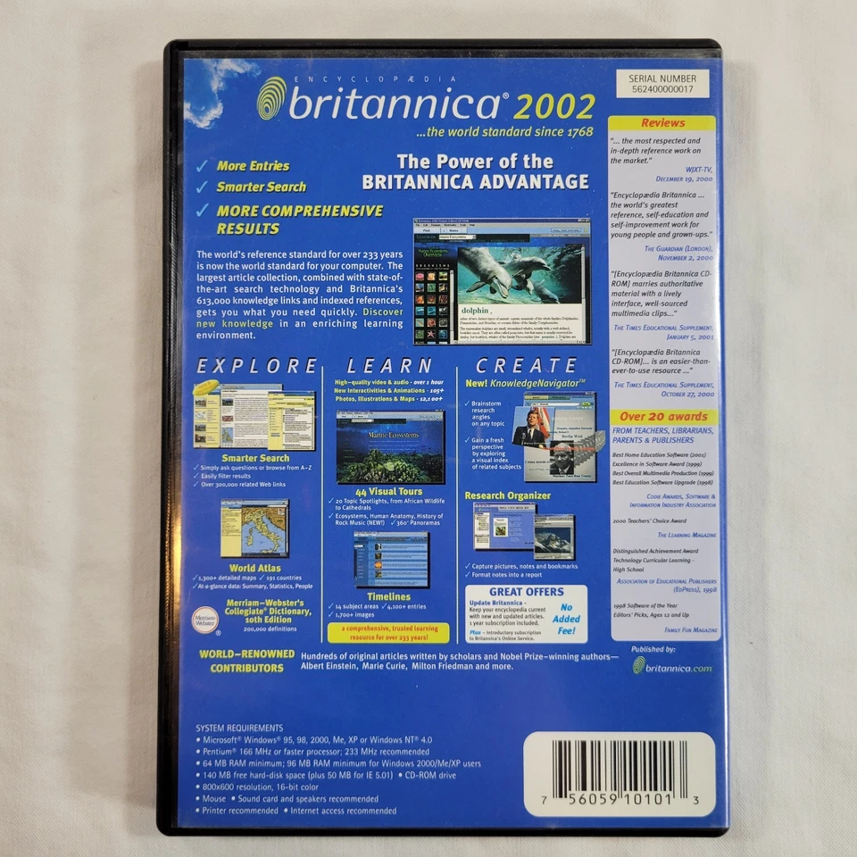 Encyclopedia Britannica 2002 Pc Home & Office CD DVD 2 Data Disc Set USED - Image 2 of 4