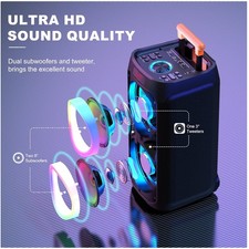 Bluetooth Speaker with RGB Lights  Wireless Microphones