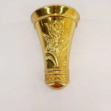 Vintage Hollywood Regency MCM Wall Pocket Vase Floral Gold 6085 HOMCO 9.5"