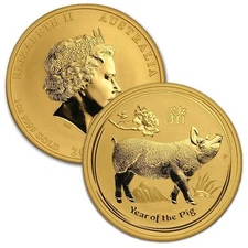 2019 Australia Lunar Year of the Pig 1/20th Ounce .999 Fine Gold Coin Bullion