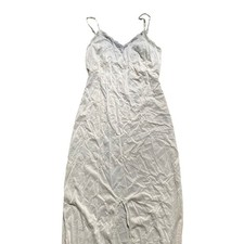 Vintage Silky Lace Sheer Slit Long Slip Dress Medium Boudoir Lingerie Feminine