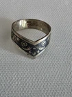 Vintage 1930s Art Deco Russian Niello Sterling Silver Designer Ring Size 8