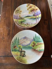 Occupied Japan Porcelain Decorative Plates Signed S. Toka Wall Art Asian Lanscap