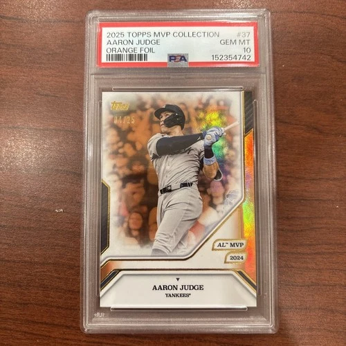2025 Topps MVP Collection Aaron Judge Orange Foil /25 PSA 10