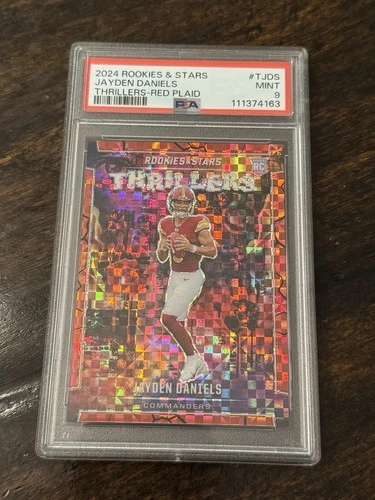 Jayden Daniels PSA 9 Red Prizm Plaid Thrillers - 2024 Rookies & Stars (RC) PSA 9