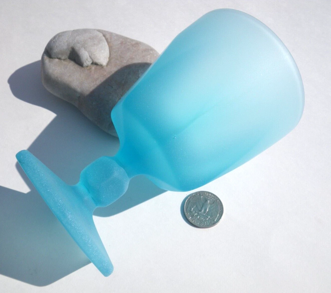 Sea Glass  Beautiful Turquoise Blue Goblet 5 1 4" Tall