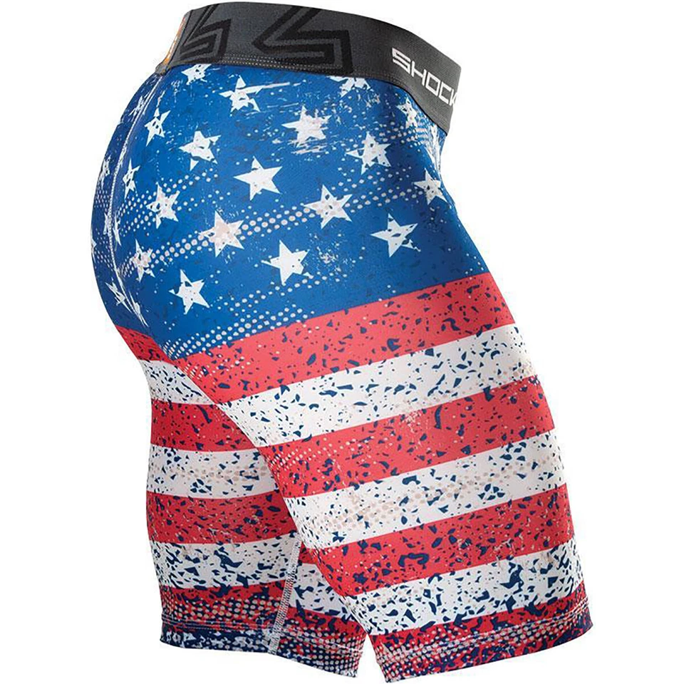 Shock Doctor Youth Core Compression Shorts with Bio-Flex Cup - Colored Flag - Image 2 of 4