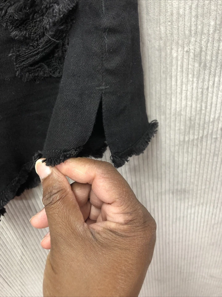 Pantalones Cortos Denim Vanilla Star Talla 11 Negro Lavado Corte Botón Mosca Destruido de Fábrica Foto 3 de 4