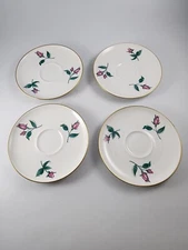 Easterling Bavarian Radiance China Saucer Pink Rose Bud Granny Core Set Of 4