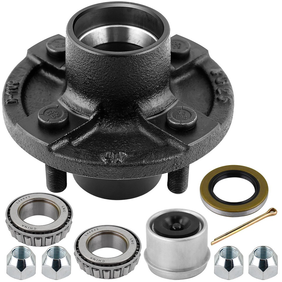 2PK Trailer Hub Kit 4 Bolt 4 for 2000 LBS Axle 4 Lug Trailer Hub Fits 1 ...