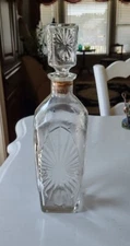Sunburst Liquor bottle Decanter with Stopper Cut Glass Empty