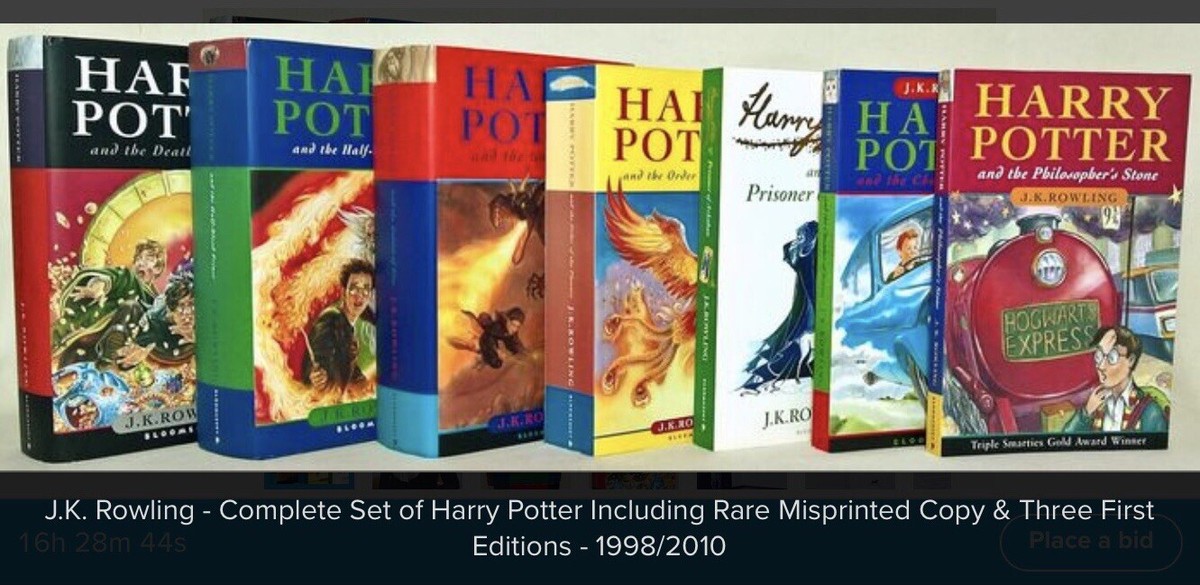 Harry Potter Books - Full Set with Rare Misprinted Copy & Three