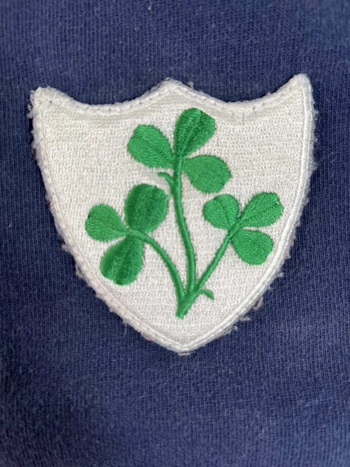 Camisa polo vintage de algodón pesado azul/verde RUGBY World para hombre LRG trébol ¡USADA EN EXCELENTE ESTADO! Foto 2 de 4