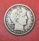 1906-P Silver Barber Half Dollar FINE to FINE PLUS F+ Original 50 Cents Coin