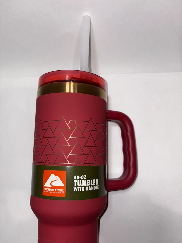 Vaso de acero inoxidable aislado de 40 OZ con mango, rojo Foto 4 de 4