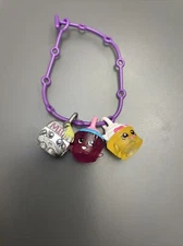 Shopkins Charm Bracelet with 3 Charms  Milk Cupcake Yogurt - Rare Collectible
