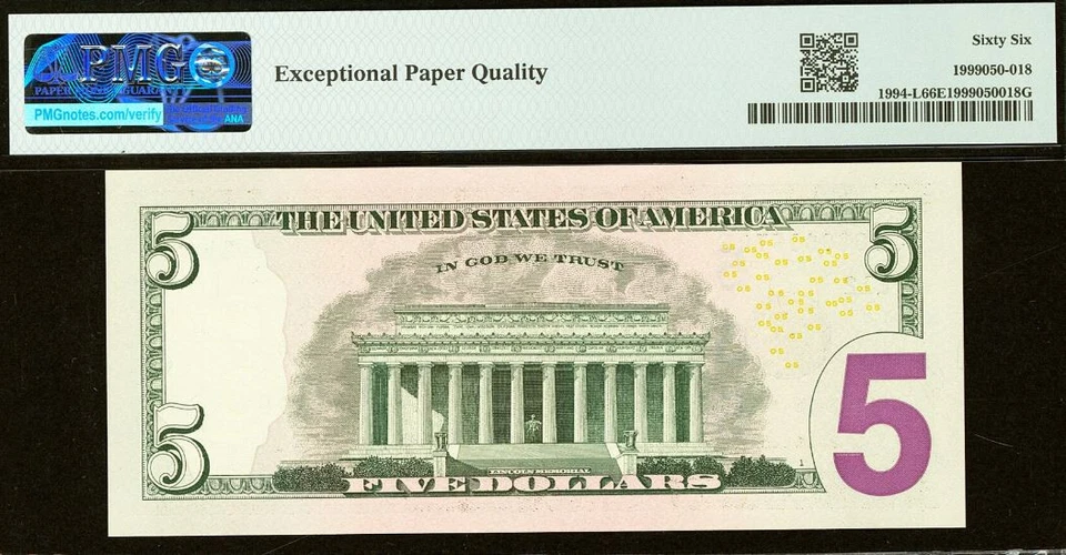 2009 $5 Federal Reserve Note PMG Gem 66EPQ - Birthday Low Serial Number 00000670 - Image 3 of 3