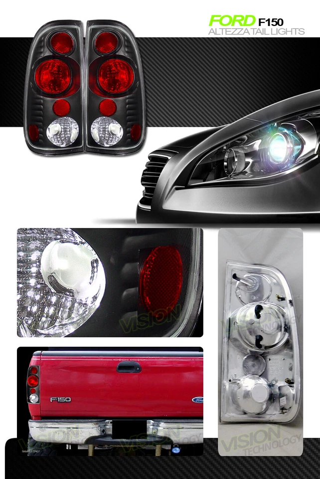 Para 97-07 F150 F250 Styleside preto claro Altezza lanternas traseiras abajures KS - Imagem 2 de 2