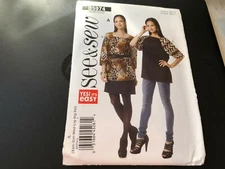 Butterick Pattern B5974 Ms EZ SEE & SEW Pullover Top w/Sleeve Variations XS-XXL