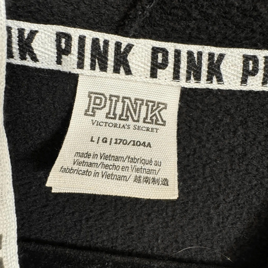 UNDERCOVER Felpa con cappuccio ROSA Y2K Victorias Secret nera argento cane paillettes Bling grande