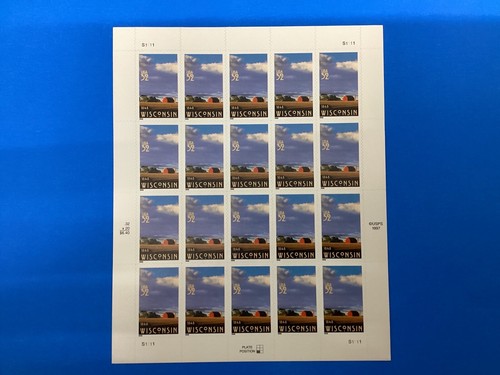 1998 32 Cent Wisconsin Full Sheet of 20 Scott #3206, Mint NH