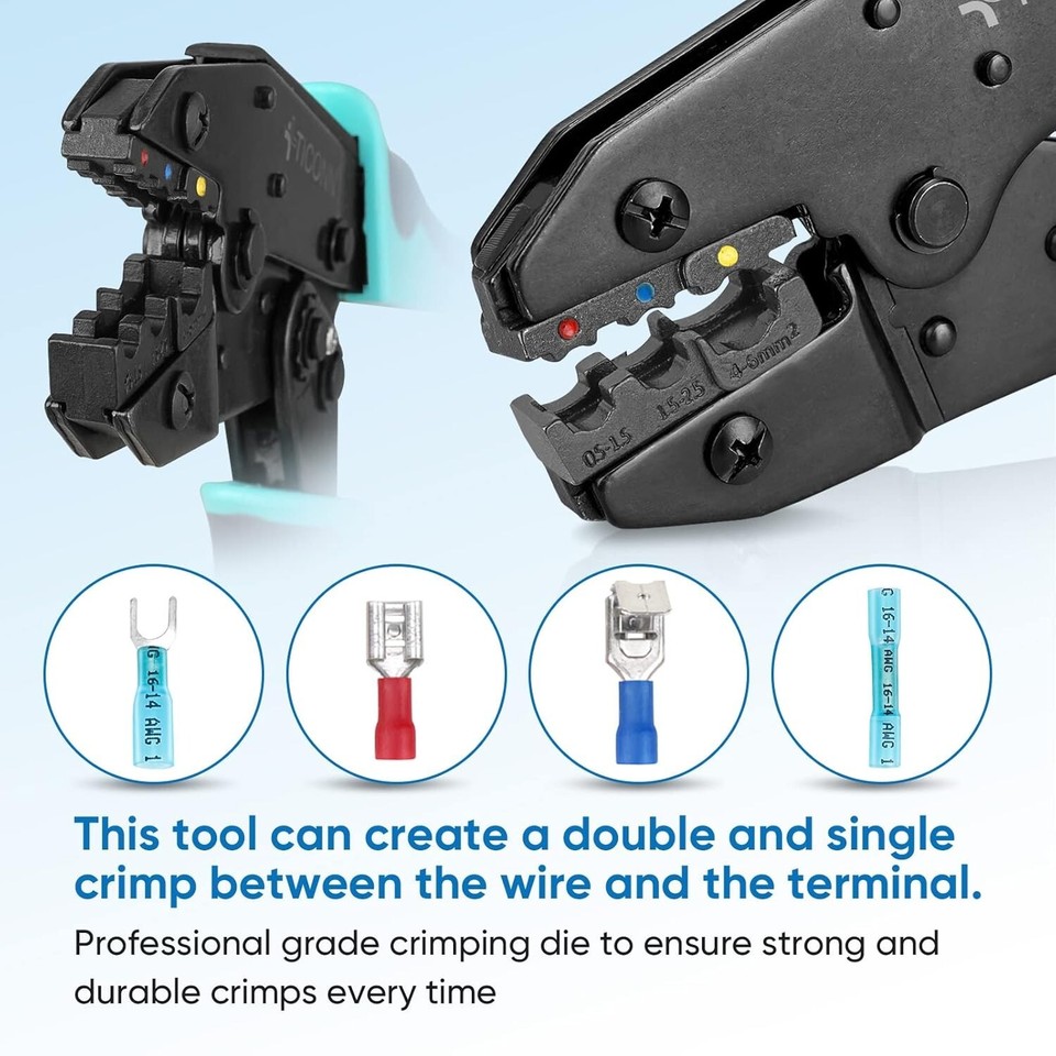 Crimper Tool with Dual-Color Handle for Heat Shrink Connectors ...