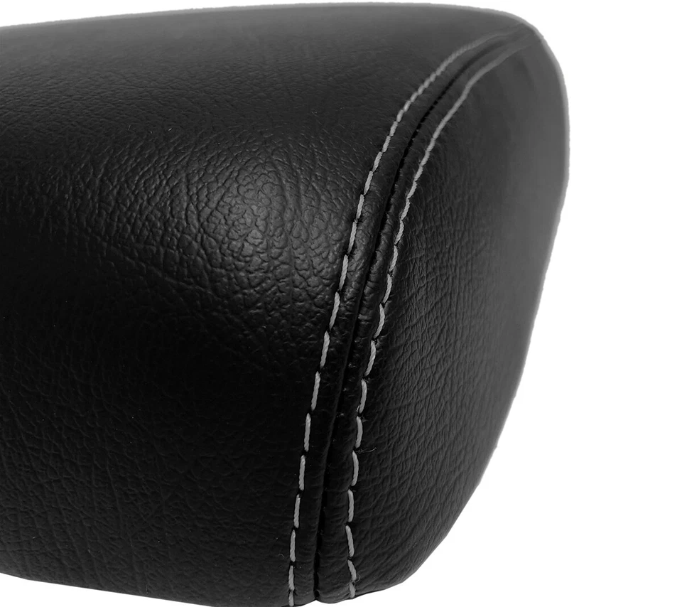 Fits 2014-2020 Infiniti QX60 PVC Leather Console Lid Armrest Cover Gray Stitch - Image 4 of 4