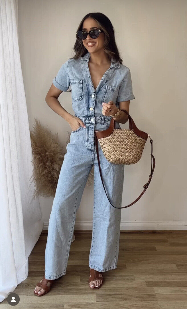 Zara LONG DENIM JUMPSUIT