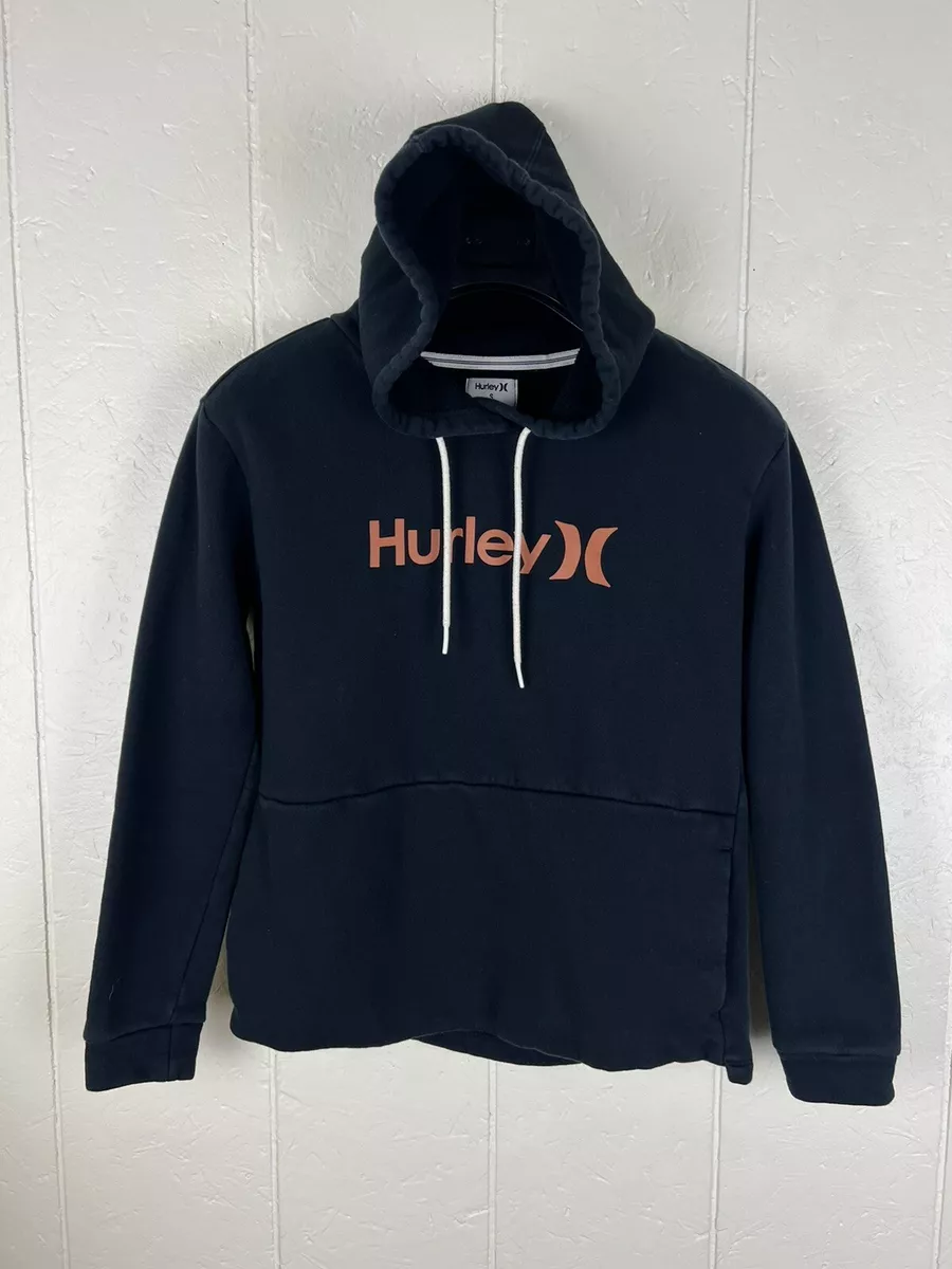 Hurley Hoodie Men s Small Black Spellout Graphic Drawstring Long Sleeve Pullover