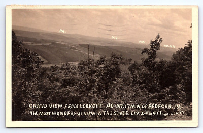 Postcard Real Photo RPPC Grand View Lookout Point Near Bedford Pennsylvania PA