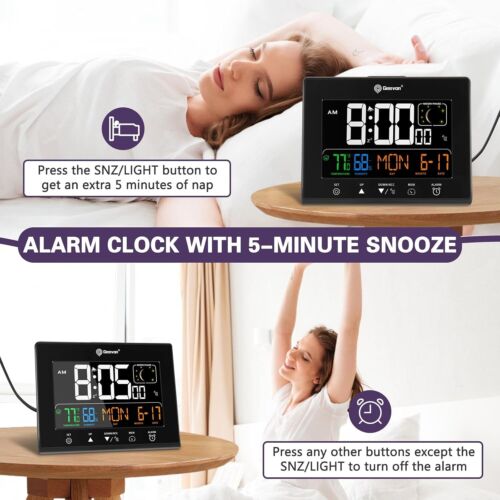 Modern 6-Inch Digital Atomic Alarm Clock with USB Ports & Adjustable Brightness - Picture 8 of 11