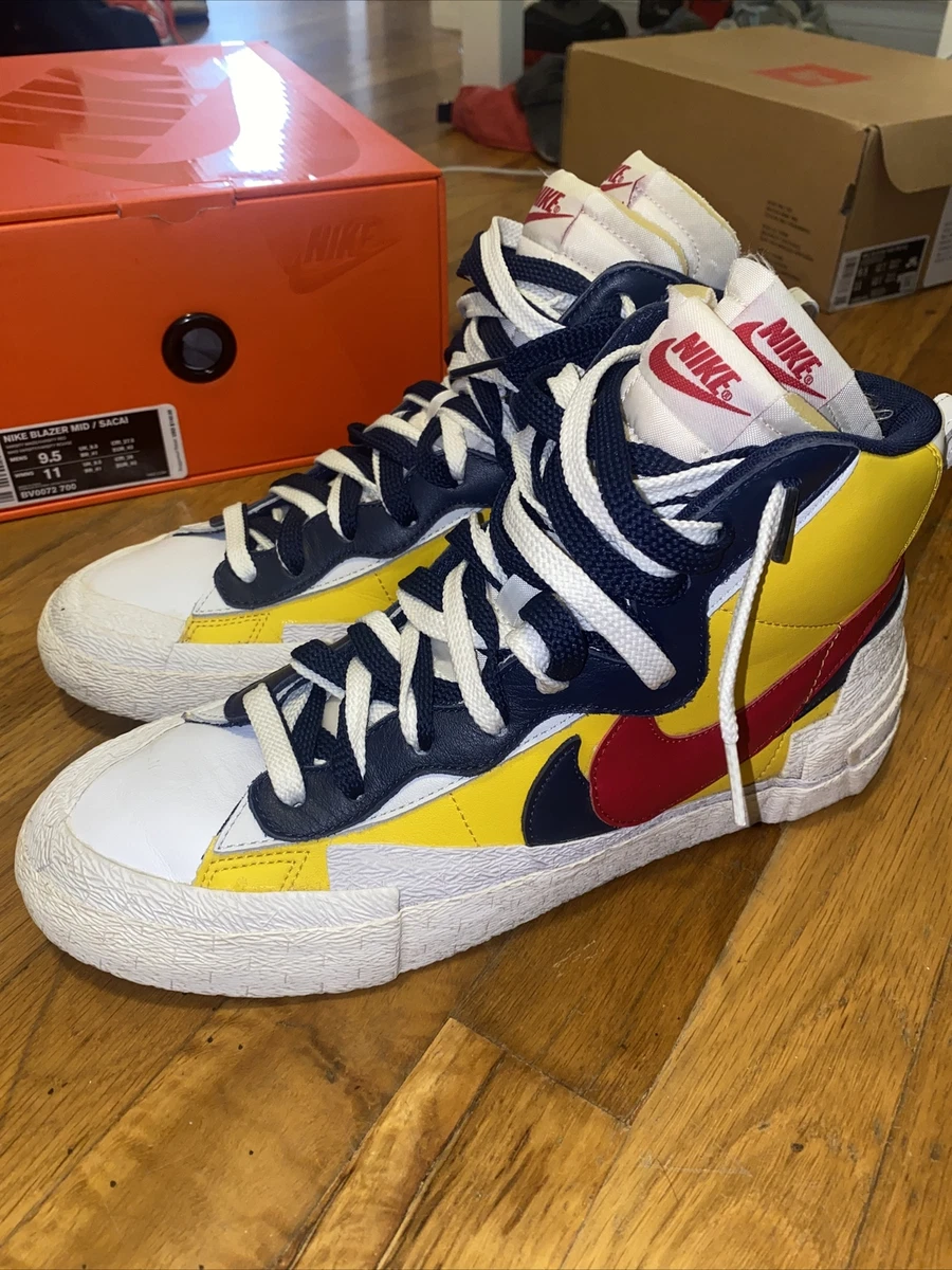 Aanbevolen stap onderwijzen Size 9.5 - Nike Blazer Mid x Sacai Maize Navy 2019 192502553600 | eBay