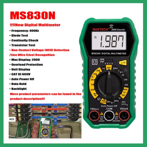 MASTECH MS830M MS830N MS830T Multimetro digitale professionale display massimo:2000 - Foto 9 di 19