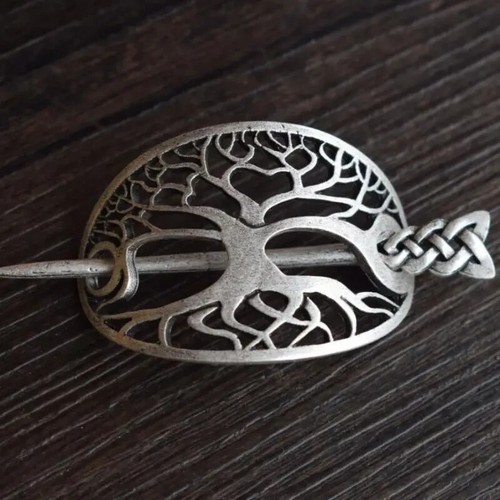Vintage-Inspired Tree of Life Hairpin Sliding Hair Clip Bar Nordic Norwegian - Picture 7 of 15