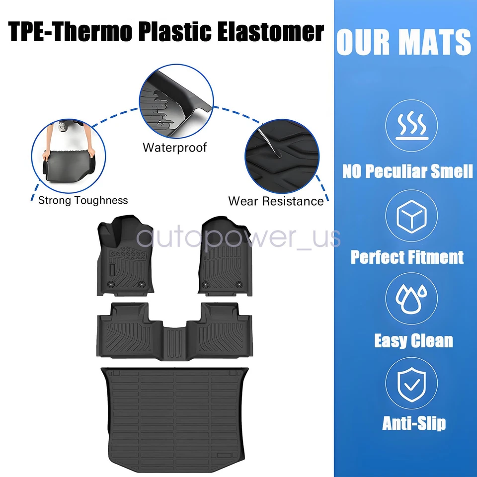 For 2011-2021 Jeep Grand Cherokee TPE Floor Mats Trunk Cargo Liners 3D Model NEW - Image 3 of 4