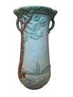Weller Pottery Forest Vase 516 12” Trees Relief Turquoise Matte 1920s