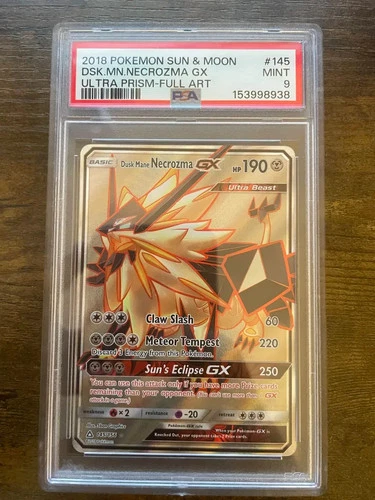 PSA 9 DUSK MANE NECROZMA GX 145 ULTRA PRISM SUN & MOON ULTRA BEAST POKEMON MINT