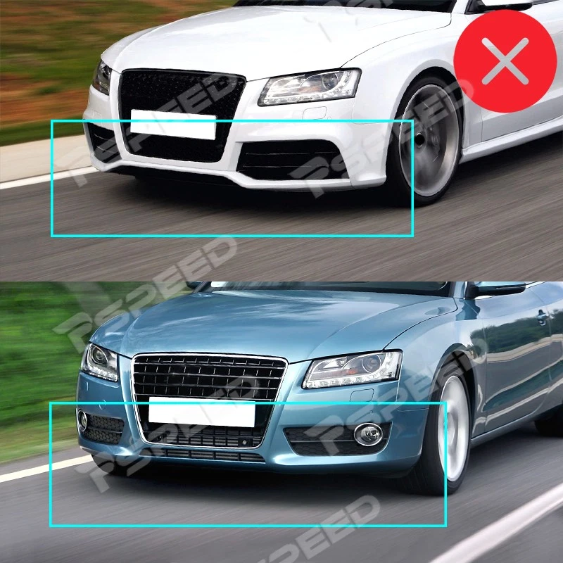 Labio de alerón de parachoques delantero PP negro mate para Audi A5/Quattro 2008-2012 estilo STP Foto 2 de 4