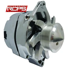 NEW ALTERNATOR FOR GM 100AMP CHROME 1-WIRE WITH BILLET FAN & 6-GROOVE PULLEY