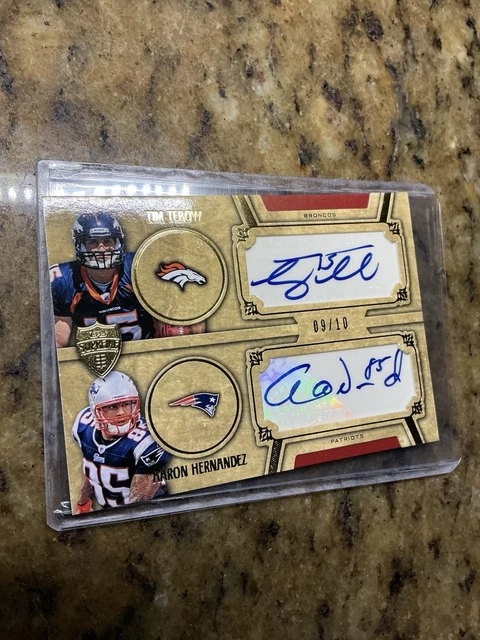 2010 Topps Supreme Tim Tebow Aaron Hernandez Dual RC Rookie Auto #/10 Gators