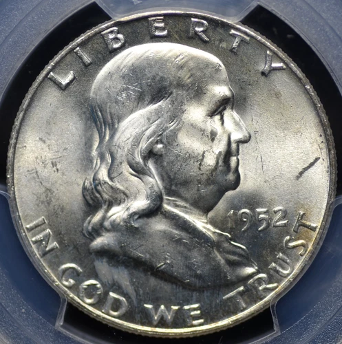 1952 D FRANKLIN HALF DOLLAR PCGS MS 63 FULL BELL LINES GREAT STRIKE AND LUSTER,