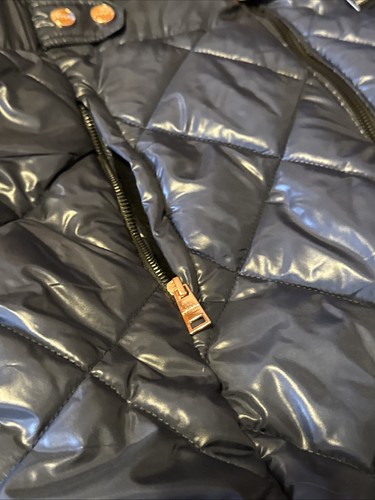 Women’s Nicole Miller Studio Hooded Winter Jacket Coat Vegan Fur 1XL NWT Navy - Picture 5 of 14