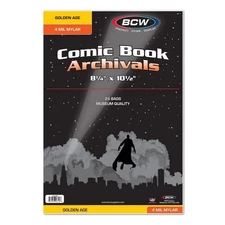 BCW Golden Age Thick Comic Book Bags 2 Mils 100 Poly Protector Acid Free Storage