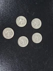 Lot Of Five Circulated Washington Quarters 90 Percent Silver * Please see