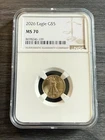 2026 American Gold Eagle $5 (1/10 oz Fine, Type 2) Graded a Perfect MS70 by NGC