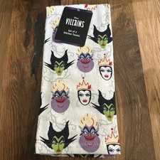 Disney Villains Set Of Two Kitchen Towels Pro Tex New