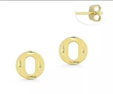 NWOT Real  Stamped 14 KT Yellow Gold Initial  “O” Alphabet baby Stud,Diamond Cut